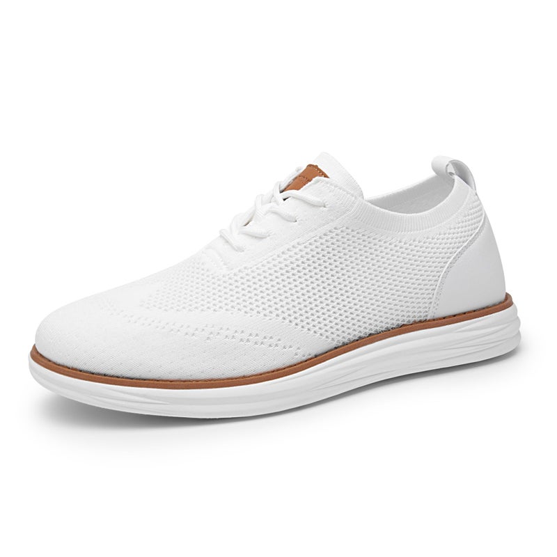 Bruno Marc Men's KnitFlex Breeze Mesh Sneakers Oxfords Lace-Up Lightweight Casual Walking Shoes,Size 10,White,GRAND-02 - Image 1
